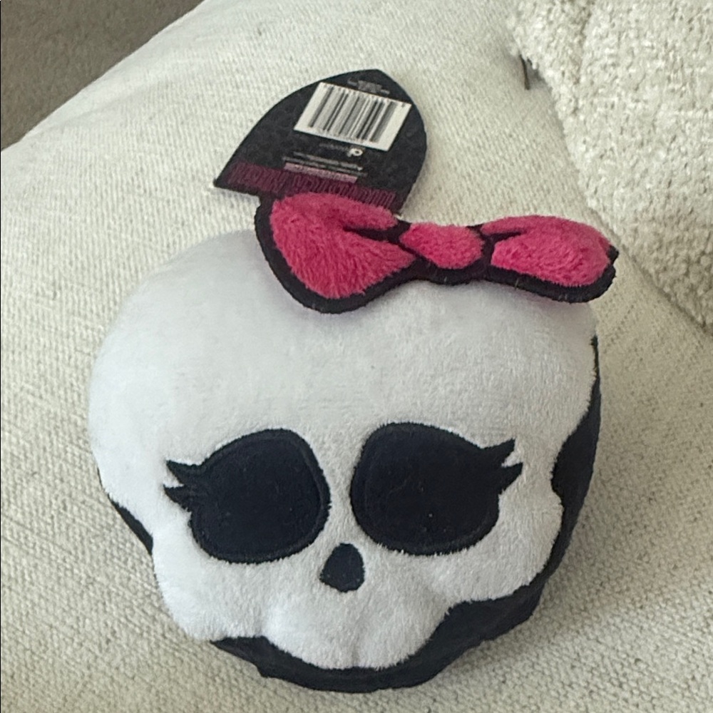 Monster High Skull Plush Keychain with Pink Bow- NEW